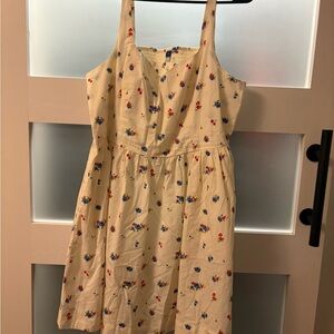 Floral women’s Dress - Cream with Red and Blue Accents